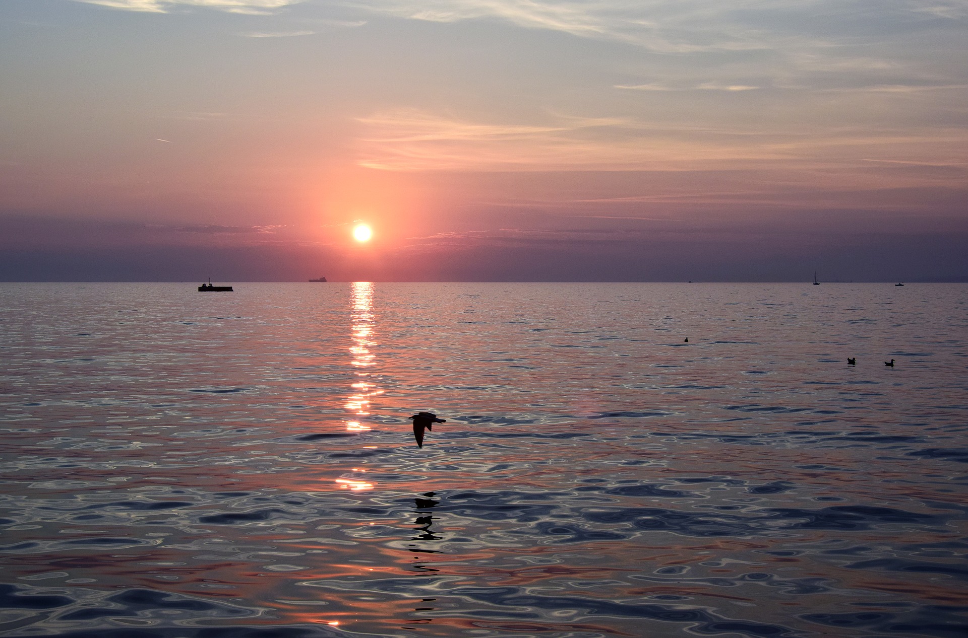 Pôr do sol no mar Adriático